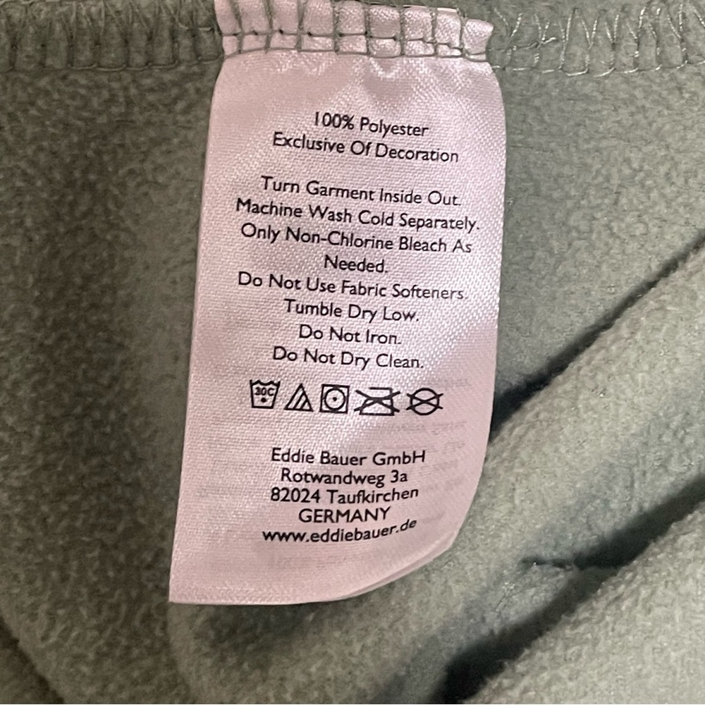 Eddie Bauer Jacket Men’s Large Green Casual Fleece Quarter Zip Embroidered Logo‎ - Picture 5 of 7